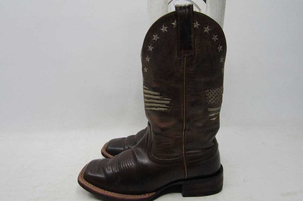 Ariat Womens Size 6 B Brown Leather American Flag Cowboy Western Boots